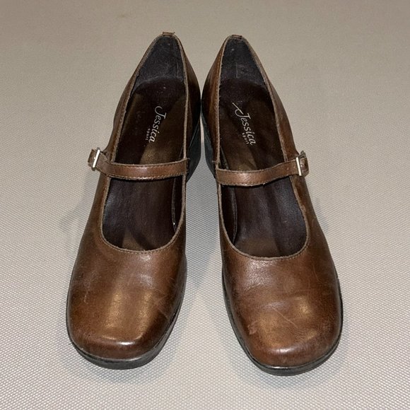 Jessica Vintage Mary Jane Brown Wedges | Size 7 - Picture 3 of 7